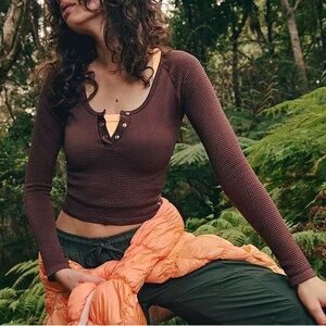 FREE PEOPLE Movement Bail Out Long Sleeve Layer Women’s Coco Brown Medium/Large